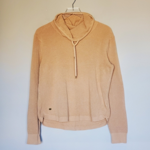 Ralph Lauren Tan Waffle Knit High Neck Pull-Over Thermal Top Women's Size XL - Picture 1 of 8